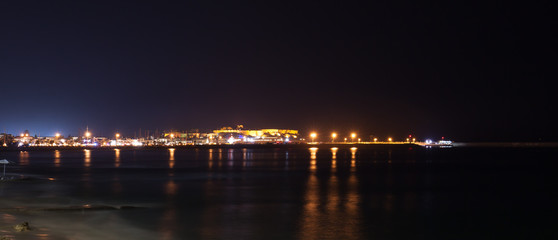 Quay and marina at night 