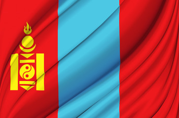 Mongolia waving flag illustration.