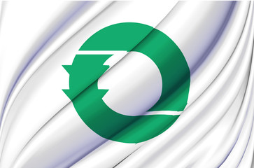 Moseushi waving flag illustration.