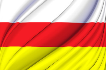 North Ossetia waving flag illustration.