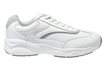 leather shoes for sports or for everyday wear, white sneakers on a white background