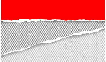 Vector illustration of the squared ripped red paper for writing messages on gray abstract background. EPS10.
