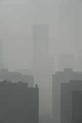Fototapeta na wymiar A city with smog, located in Beijing, China