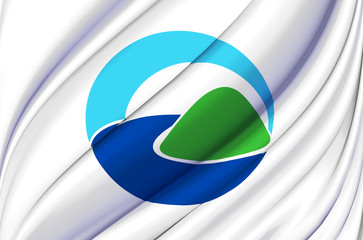 Toyako waving flag illustration.