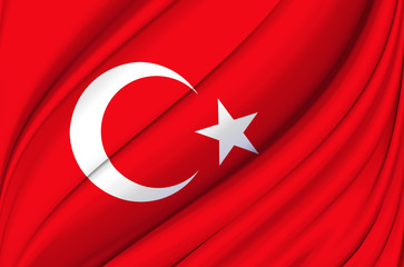 Turkey waving flag illustration.