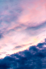 Abstract blurred background, colorful dramatic sky in twilight.
