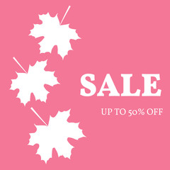 Vector illustration. autumn leaf with the inscription sale