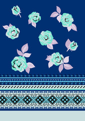 Roses and geometric ornament.