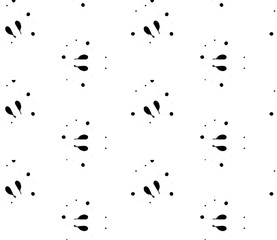 Black and white splatter seamless pattern. Hand dr