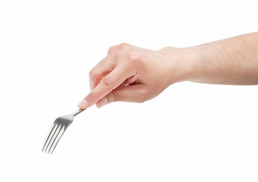 Man hand using a fork