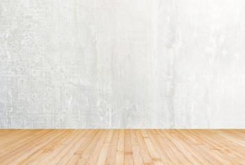 Wooden floor and concrete wall background