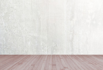 Wooden floor and concrete wall background