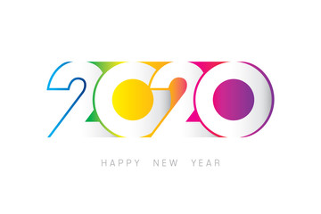 Vector Happy New Year 2020 with text design isolated on white background.