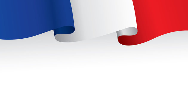 France flag ribbon isolated on white background. Vector illustration