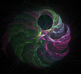 Abstract  background graphic  design , colored fractal 3d on black  background, 
