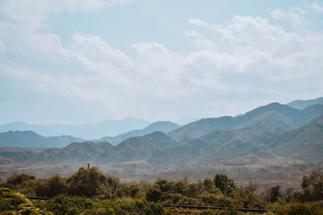 landscape with mountains and clouds view