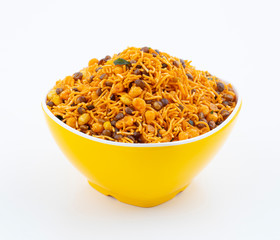 Indian Traditional Namkeen Food on White Background
