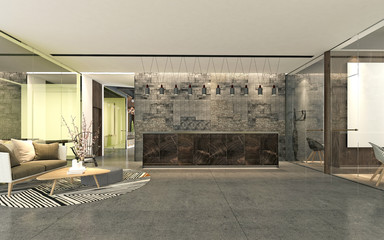 3d render hotel lobby reception