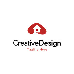 House with heart shape within, love home symbol, vector illustration isolated on white background, Love home Logo designs Template. house combined with heart.