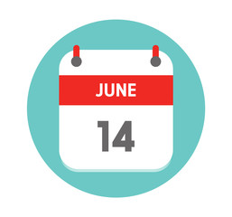 June 14 . Vector flat daily calendar icon. Holiday - illustration