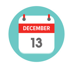 December 13. Vector flat daily calendar icon. Date and time, day, month. Holiday - illustration