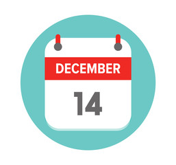 December 14. Vector flat daily calendar icon. Date and time, day, month. Holiday - illustration