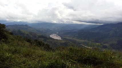 landscape with mountains and clouds