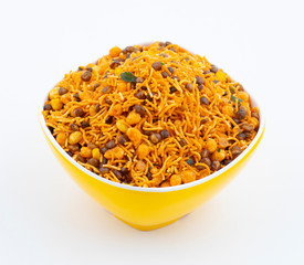 Indian Traditional Namkeen Food on White Background