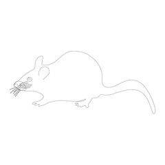 Black outline icon of lying rat on white background.