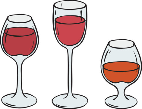 Glasses with Wine and Brandy