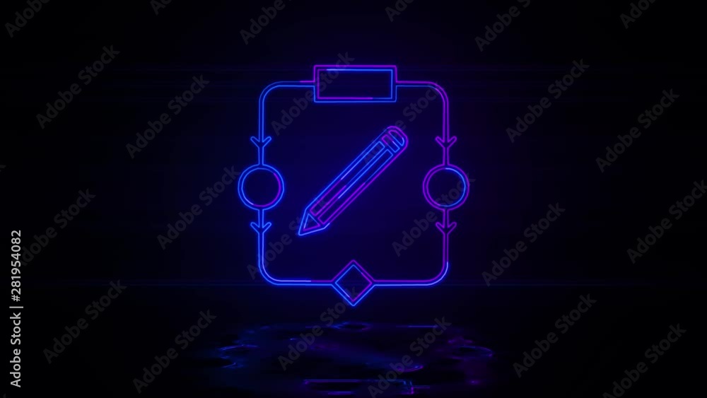 Poster artificial intelligence bot in neon effect mp4 video on dark background