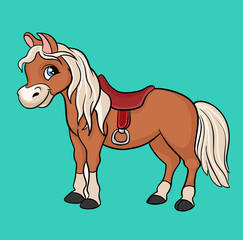 Cute cartoon horse animal vector illustration