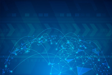 Global network connection concept, Abstract globe map technology, speed background