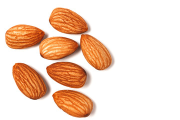 Closeup almonds nut isolated on white background.