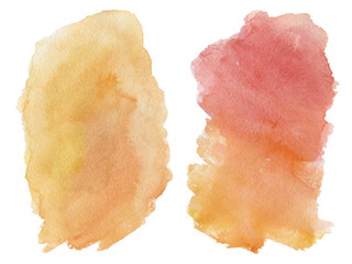 Watercolor blot isolated on white background. Red and orange gradient.