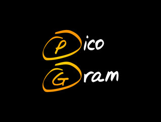 PG - Picogram acronym, medical concept background