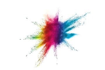 Colorful powder on white background.