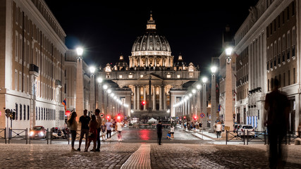 Fototapeta na wymiar Main facade of the Basilica of San Pietro, Vatican. Rome