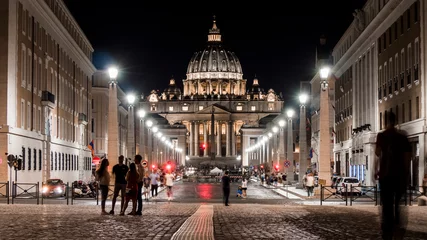 Deurstickers Main facade of the Basilica of San Pietro, Vatican. Rome © settantasette