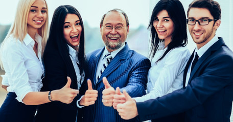 successful friendly business team on office background