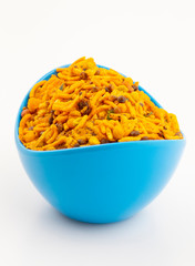 Indian Traditional Namkeen Food on White Background