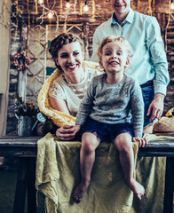 portrait of happy family in living room