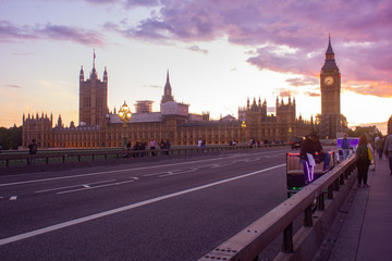 British Parliament Westminster bridge Big ban tower London, United Kingdom - August 5th 2017