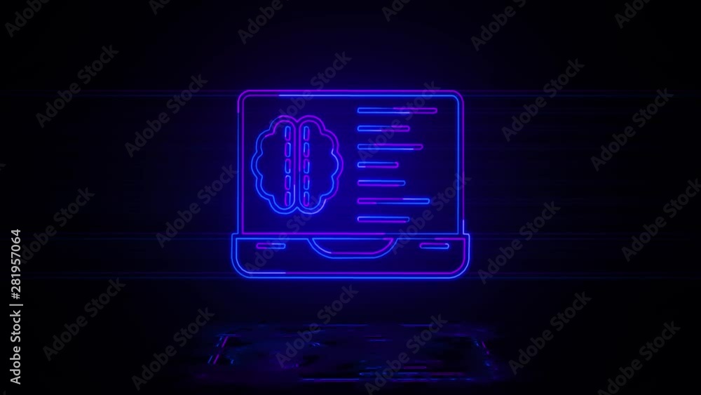 Aufkleber brain analyst statistic in neon effect mp4 video on dark background