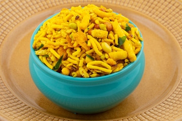 Indian Traditional Namkeen Food on White Background