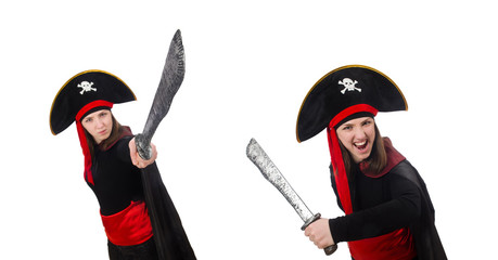 Woman pirate isolated on white