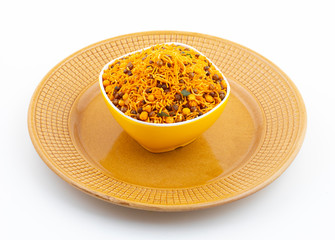 Indian Traditional Namkeen Food on White Background