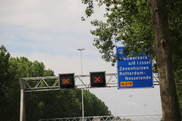 Maintenance at highway A20 at nieuwerkerk aan den IJssel in the Netherlands