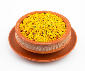 Indian Traditional Namkeen Food on White Background