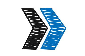 Modern hand draw right side arrow vector icon blue version,flat style isolated on white background. Arrow symbol for your web site design, logo, app, UI. Vector illustration, EPS10